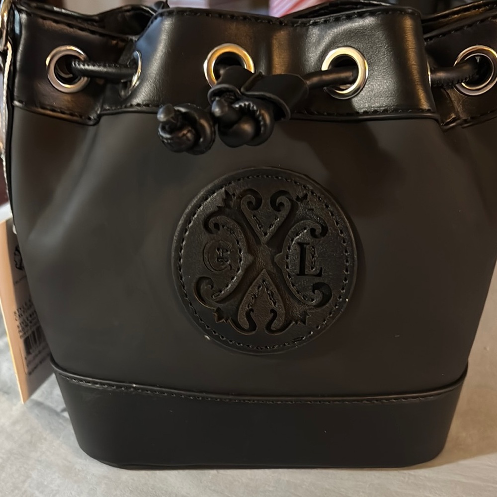 Christian Lacroix Black Drawstring Bucket Bag NWT